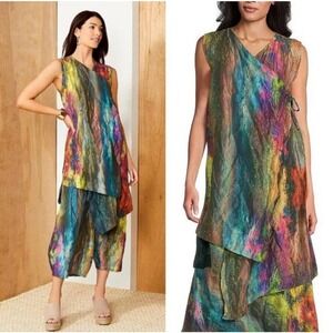 Bryn Walker Nwt Zen Taffeta Nebulosa Sleeveless V Neck Asymmetrical Hem Vest M